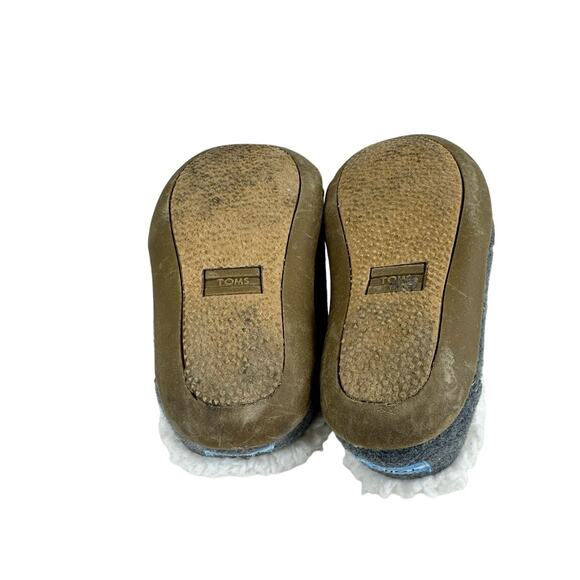 Toms Gray Fleece-Lined Toddler Pull On Loafers Non-Slip Sole Unisex Toddler Sz 5 - Picture 4 of 5